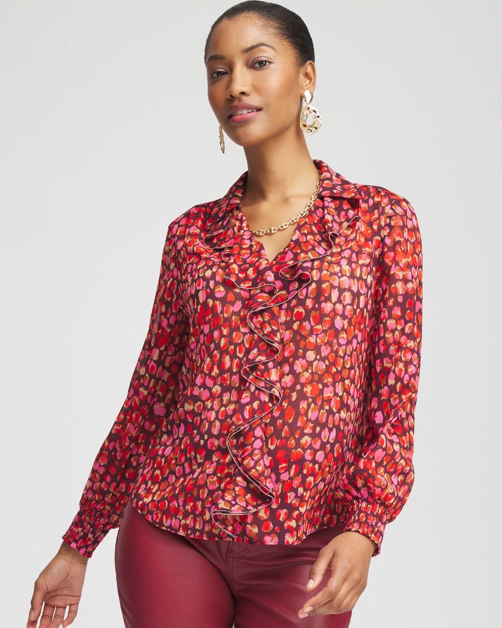 Chiffon Ruffle-Trim Blouse | Chico's